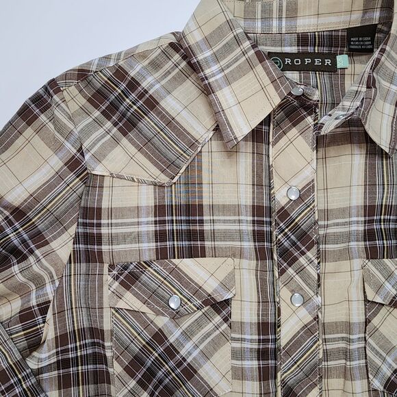 Roper Western Plaid Embroidered Button Down Shirt Size XS - Picture 3 of 8